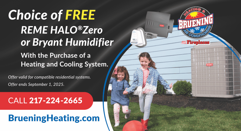 Choice of free Reme Halo Zero or Bryant Humidifier with the purchase of a heating and cooling system.